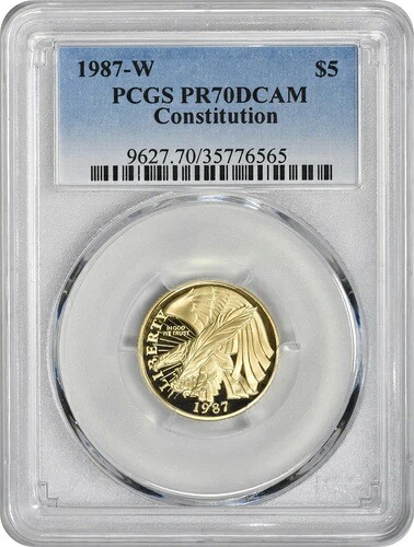1987-W コンスティチューション 5ドル金貨 プルーフ記念 PR70DCAM ディープカメオ PCGS|WORLD RESOURCE【KING店】