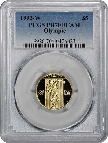 1992-W オリンピック 5ドル金貨 プルーフ 記念品 PR70DCAM ディープカメオ PCGS|WORLD RESOURCE【KING店】