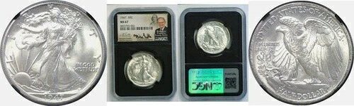 1947年ウォーキング・リバティ・ハーフダラー - NGC MS-67