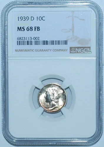 1939 D NGC MS68FB フルバンド マーキュリーダイム