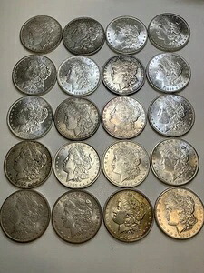 モルガン銀貨20枚ロール BUロットコイン 混合日付 1882-1902