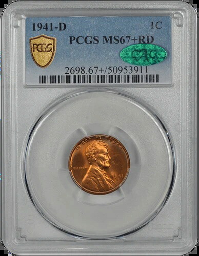 1941-D リンカーン PCGS CAC RD 67+ 423,225円
