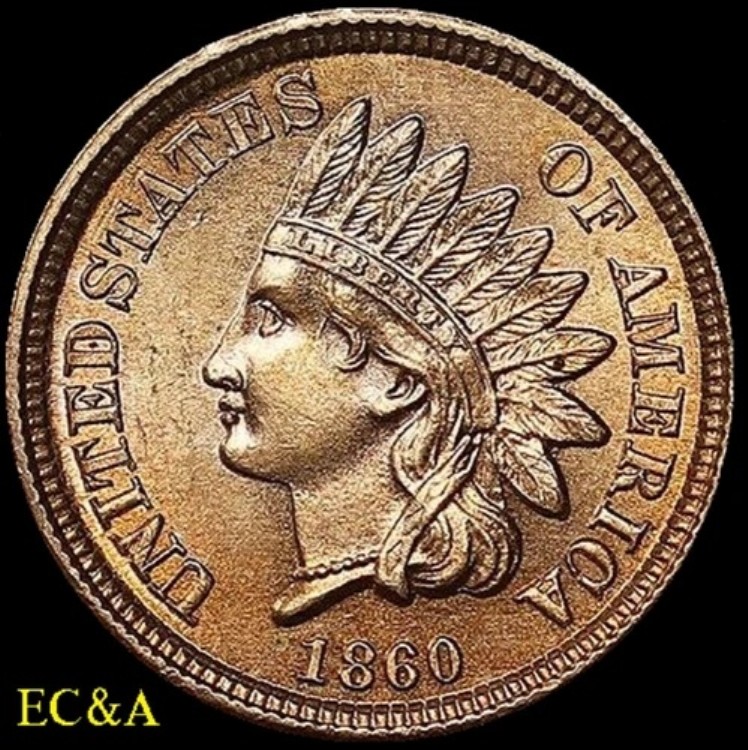 1860年 インディアンヘッド セント ラウンドバスト 非常に光沢のある素晴らしい宝石 (IH962)