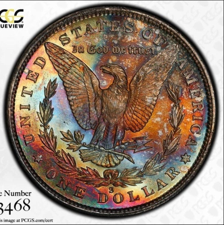 1880-S MS 64 モルガン銀貨 PCGS & CAC レインボートナー｜WORLD RESOURCE【KING店】
