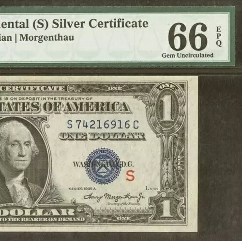 1935A 1ドル銀貨証明書 - PMG 66EPQ - 宝石実験S - Fr 1610｜WORLD RESOURCE【KING店】