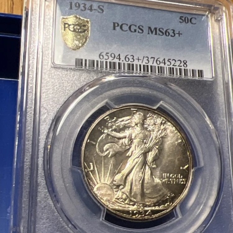 PCGS MS63+ 1934-S ウォーキング・リバティ・ハーフダラー（変色あり）｜WORLD RESOURCE【KING店】