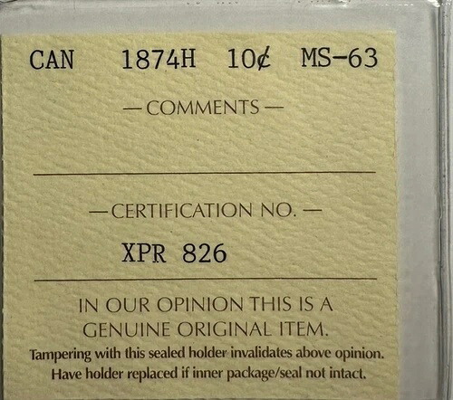 1874-H カナダ 10C MS63 XPR826｜WORLD RESOURCE【KING店】