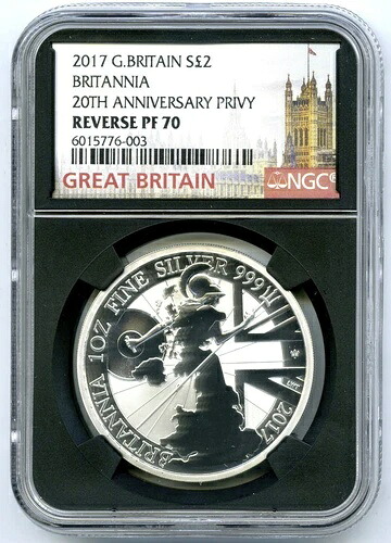 2017年 イギリス 1オンス シルバー リバースプルーフ NGC PF70 ブリタニア 希少 発行枚数 500枚｜WORLD RESOURCE【KING店】