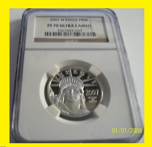 2007 W アメリカン プラチナ イーグル プルーフ $50 NGC PF 70 ウルトラカメオ