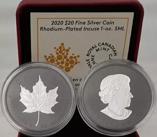 2020年 シルバーメープルリーフ ダブルインキュース ロジウムメッキ 20ドル 1オンス カナダ銀貨??｜WORLD RESOURCE【KING店】