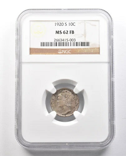 1920-S マーキュリーダイム MS62 FB NGC *1248