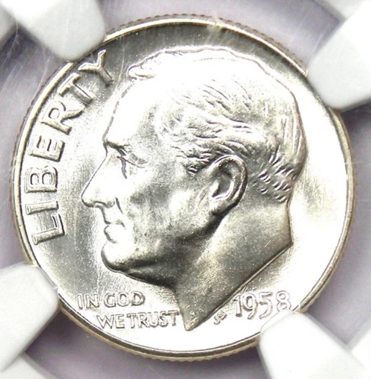 1958-P ルーズベルト ダイム 10C コイン 1958 - NGC MS67+ FT (プラス グレード) - 希少な MS67+! 414,920円