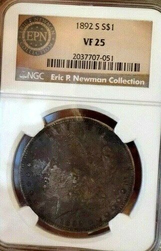 モーガン シルバー ドル 1892 S NGC VF 25 エリック P ニューマン コレクション 希少 トーン PQ
