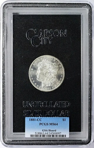 1881年CCモルガン銀貨1ドル PCGS MS 64 GSAホード