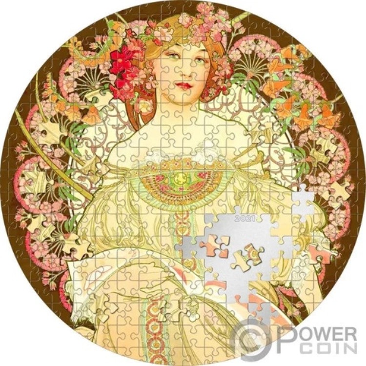 REVERIE By Mucha マイクロパズル トレジャーズ 3オンス モネタ・アルジェント 20ドル パラオ 2021