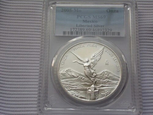 2005 - MO PCGS MS69 メキシコ 1 ONZA シルバー リベルタッド ** Pop 35 ** 最高グレード **｜WORLD RESOURCE【KING店】