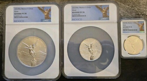 2023 メキシコ リベルタ NGC リバース PF 70 ULTRA CAMEO 3 コインセット 1 オンス、2 オンス、5 オンス｜WORLD RESOURCE【KING店】