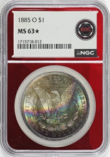 1885-O モルガン・ダラー 1ドル NGC MS63 *スター* 裏面ネオントーン [BN012]