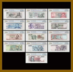 13 個セット、メキシコ 5 - 100000 ペソ 1969-1988 P-62a-94a PCGS PPQ Serie A 0002795