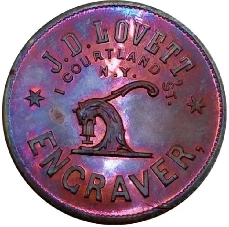 （1860）ニューヨーク NY 496a（SSR-7）J D Lovett彫刻家商人トークン｜WORLD RESOURCE【KING店】
