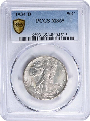 1934-D ウォーキング・リバティ・シルバー・ハーフドル MS65 PCGS