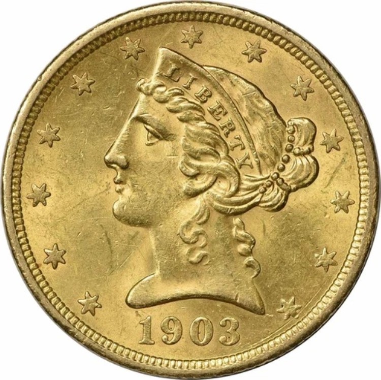 1903-S 5ドル金貨 リバティヘッド BU 未認定 #1110