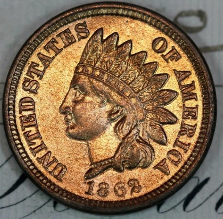 1862年製 新品+宝石付き インディアンヘッドペニー DC143 マシューズ・ホードより 438,075円