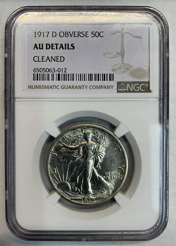1917-D OBVウォーキング・リバティ・ハーフ、AU詳細、NGC (6208)