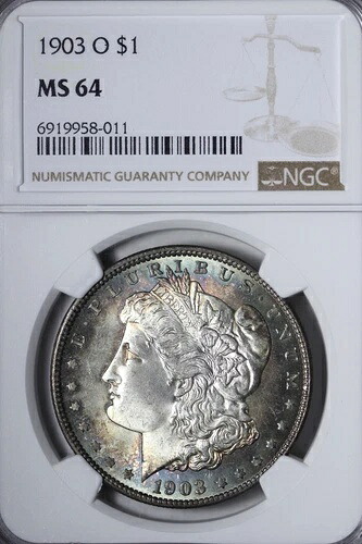 BU 1903-O モルガン銀貨 NGC MS64 キーデート 美しい色調！ WDLMG