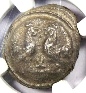 ギリシャ・リュキア・テトティヴェイビ AR ステート・ルースターズ・コイン 紀元前460年 - NGC AU認定