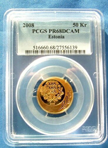 エストニア 90周年記念 金貨 50 クルーニ 2008年 --PCGS PR 68 DCAM++ 値下げ----希少