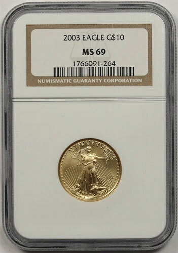 2003年 ゴールドイーグル 10ドル NGC MS 69 (クォーターオンス) 1/4オンス 純金 441,540円