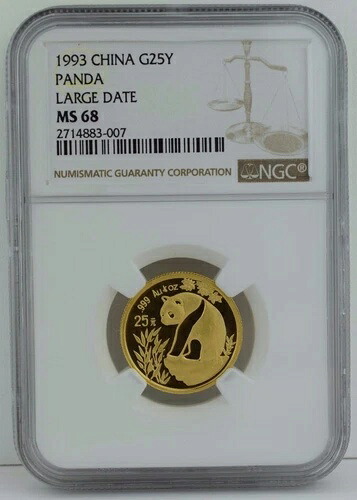 1993年 中国金貨 25元 パンダ ラージデイト NGC MS-68
