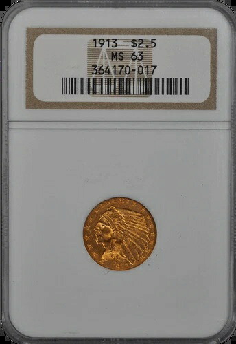 1913年 $2.5 インディアンヘッド NGC MS 63