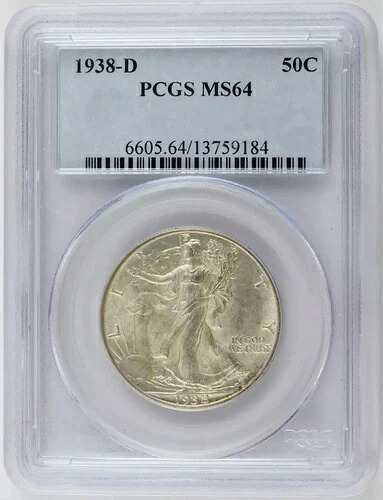 1938年 Dハーフダラー リバティウォーキング PCGS MS-64