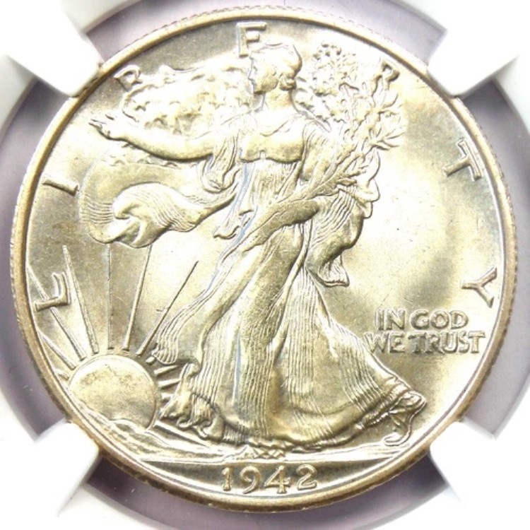 1942-S ウォーキング リバティ ハーフ ドル 50C - NGC MS66+ プラス グレード - 1,900 ドル相当! 443,520円