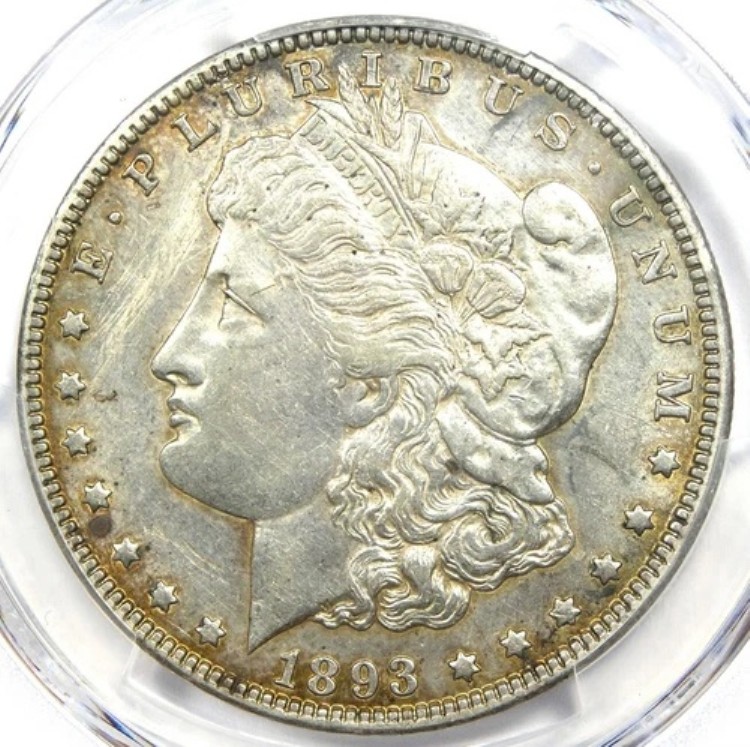 1893-O モルガン銀貨 1ドル - PCGS AU認定詳細 - AUで希少な日付