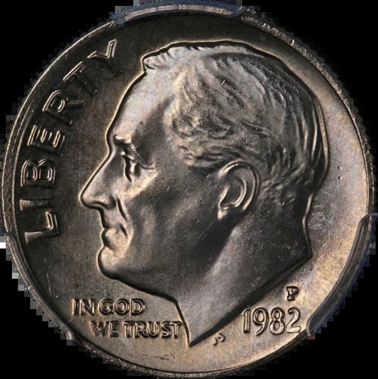1982-P ルーズベルト ダイム PCGS MS67 FB 素晴らしい外観 強い打痕