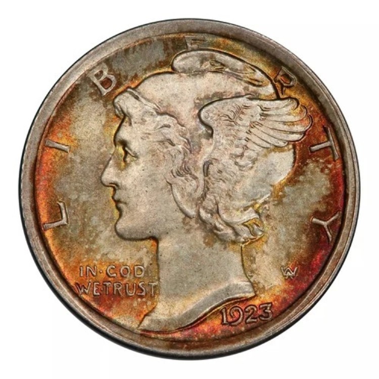 1923年 マーキュリーダイム PCGS MS-67 FB