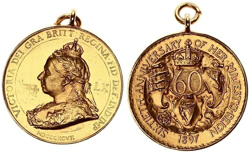 イギリス ゴールドメダル 1897年 ヴィクトリア女王60歳の誕生日 ほぼ聖115166｜WORLD RESOURCE【KING店】