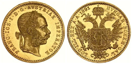 オーストリア・ハンガリー帝国 1ドゥカット 1891年 初代鋳造 フランツ・ヨーゼフ1世 F.St 111116｜WORLD RESOURCE【KING店】