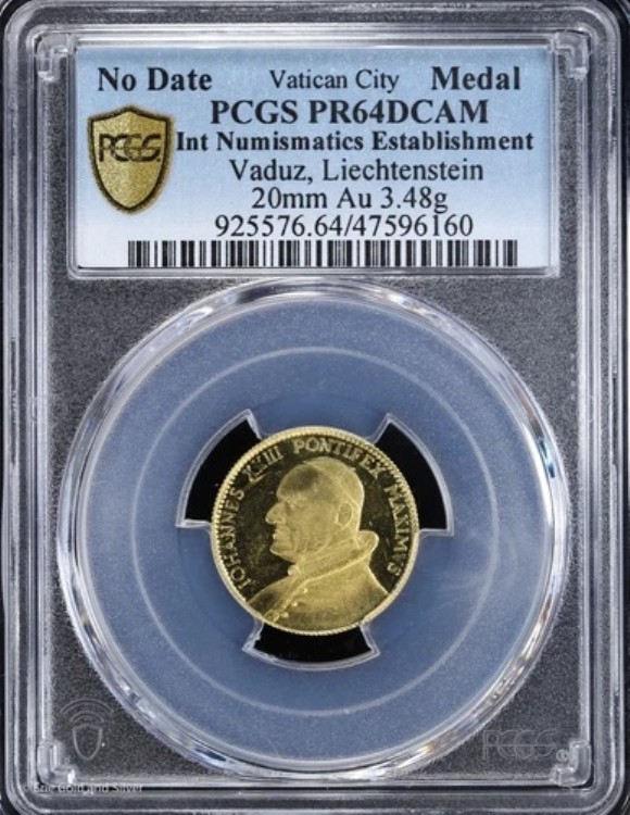 日付なし バチカン市国 ゴールドプルーフメダル PCGS PR 64 DCAM