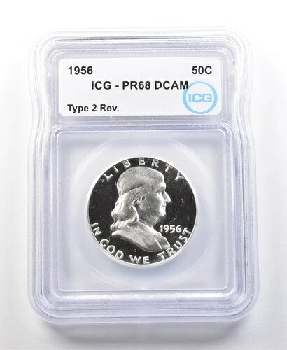 1956年 フランクリン ハーフダラー タイプ2 リバース PR68 DCAM ICG *1072