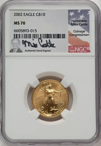 2002年 10ドル クォーターオンス イーグル金貨 マイク・キャッスル NGC MS70｜WORLD RESOURCE【KING店】