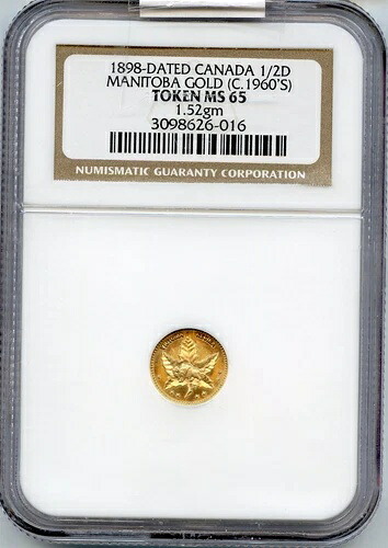 素晴らしいPL 1898 $1/2D バッファロー/メープルリーフ マニトバゴールド/グリーン #780 NGC MS65｜WORLD RESOURCE【KING店】