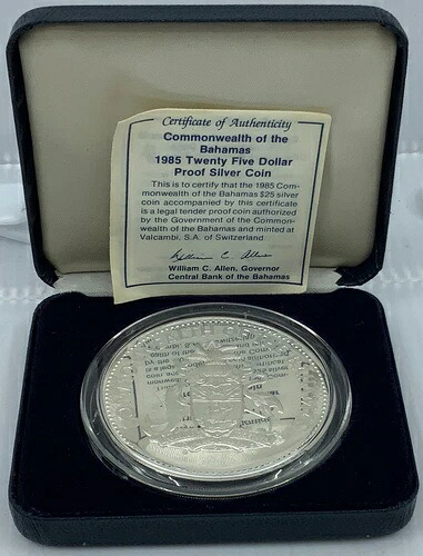 1985年 バハマ エリザベス2世 サンサルバドル プルーフ銀貨 25ドル i114725｜WORLD RESOURCE【KING店】