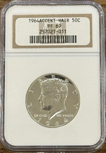 1964年 シルバープルーフ アクセントヘア ケネディ ハーフダラー NGC PF69 400,400円