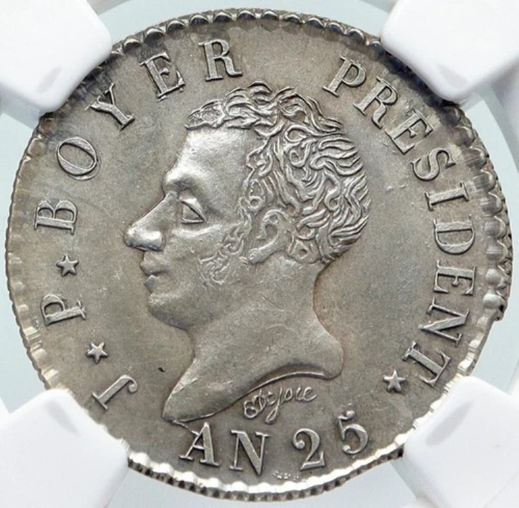 1828年 ハイチ第2代大統領 ジャン＝ピエール・ボワイエ シルバーアンティークコイン NGC MS i86188