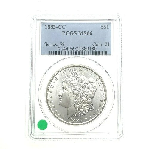 1883-CC 1 ドル銀モルガンドル、PCGS により MS66 高グレードと評価!