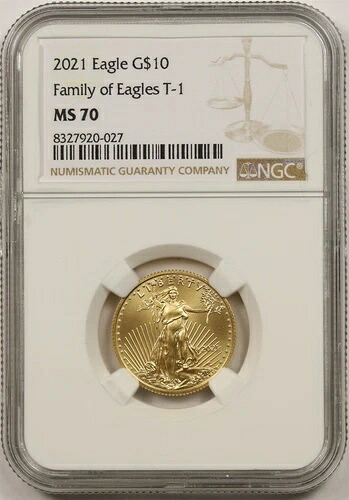 2021年 タイプ1 ゴールドイーグル $10 NGC MS 70 (クォーターオンス) 1/4オンス 純金